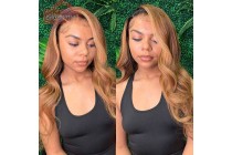 Lace Wig Best Quality Hair Extensions Honey Blonde Color Body Wave Side Part Wigs