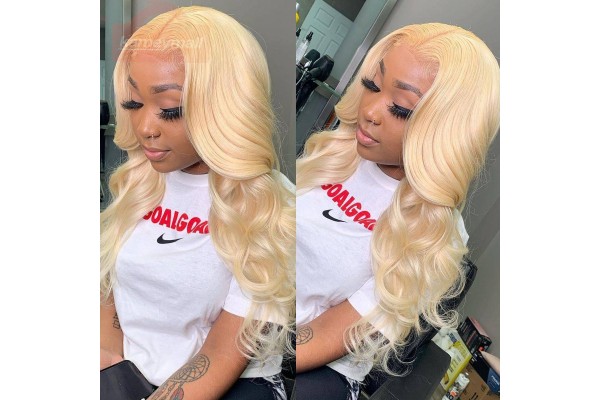 Women Blonde Body Wave Synthetic Hair 13×6 Lace Front Wigs 180% Density