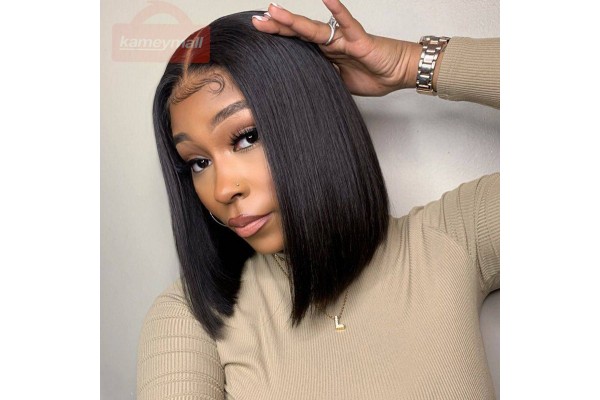 Real Straight Full Lace Front Short Women Wigs 150% Density Breathable 