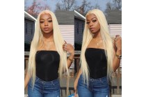 Lace Wig Blonde Silky Straight Breathable Hair Waist length 180% Density