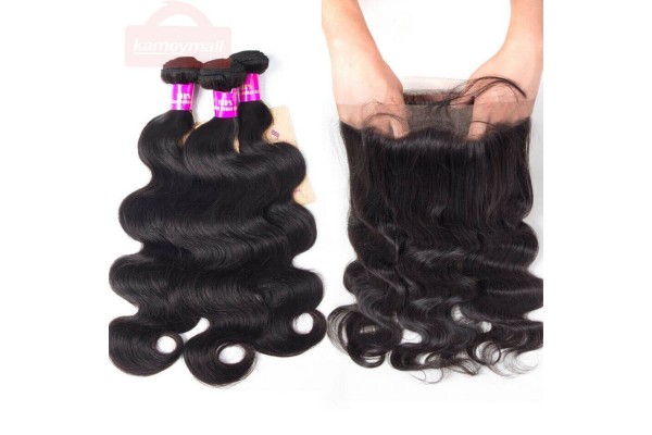 Curly Wig Long Human Hair Wigs Brazilian Body Wave Hair 3 Bundles Kameymall