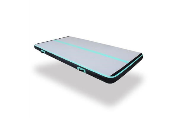 Tumble Mat Gym Inflatable Air Track Gray Surface Black Mint Side Mat Kameymall

