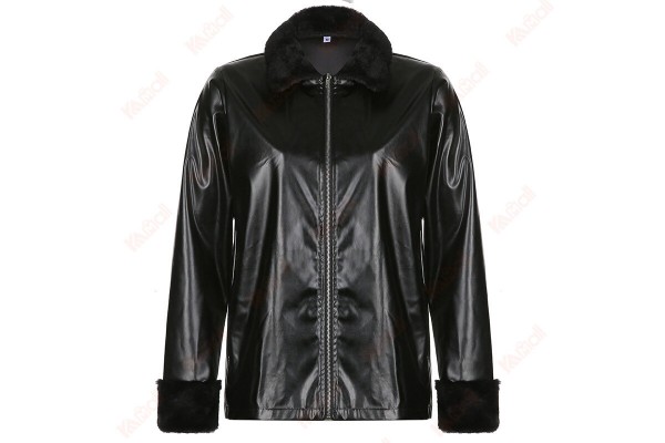 Solid Color Black Jacket Straight Top Fur Collar Knitted Jackets Women Kameymall
