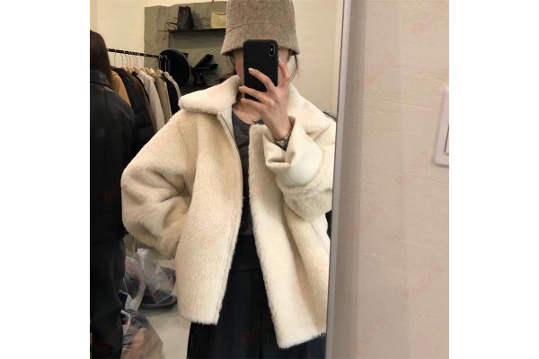 Sherpa Jacket Cute Loose Jackets Fleece Jacket Women Baggy Working Jacket Kameymall