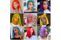 Hair Wigs Colorful Hair Extensions 13×6 Lace Front Short Bob Wigs Straight Hair Wigs
