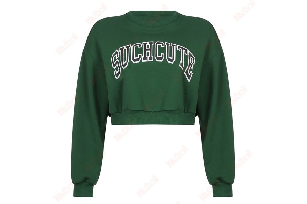 Letter Print Short Cropped Navel Cropped Sweatshirt Lounge Sweatshirts Kameymall