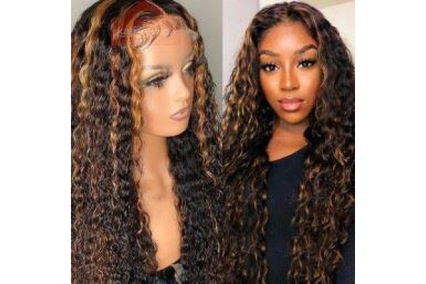 Hair Wigs Kinky Curly Hair Extensions Highlights Wave Lace Front Wig High Quality
