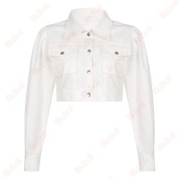 Lapel Tooling Women's Jacket Solid Color White Jacket Simple Jackets Kameymall