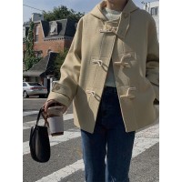 Ladies Urban Casual Coats Korean Loose Snow Coat Plain Crop Wool Coats Kameymall