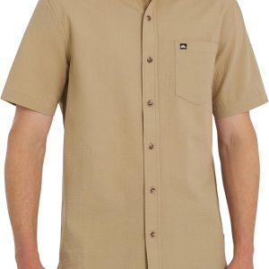 Quiksilver Men's Regular Fit Premium Cotton Short Sleeve Button Down Seersucker Shirt-0