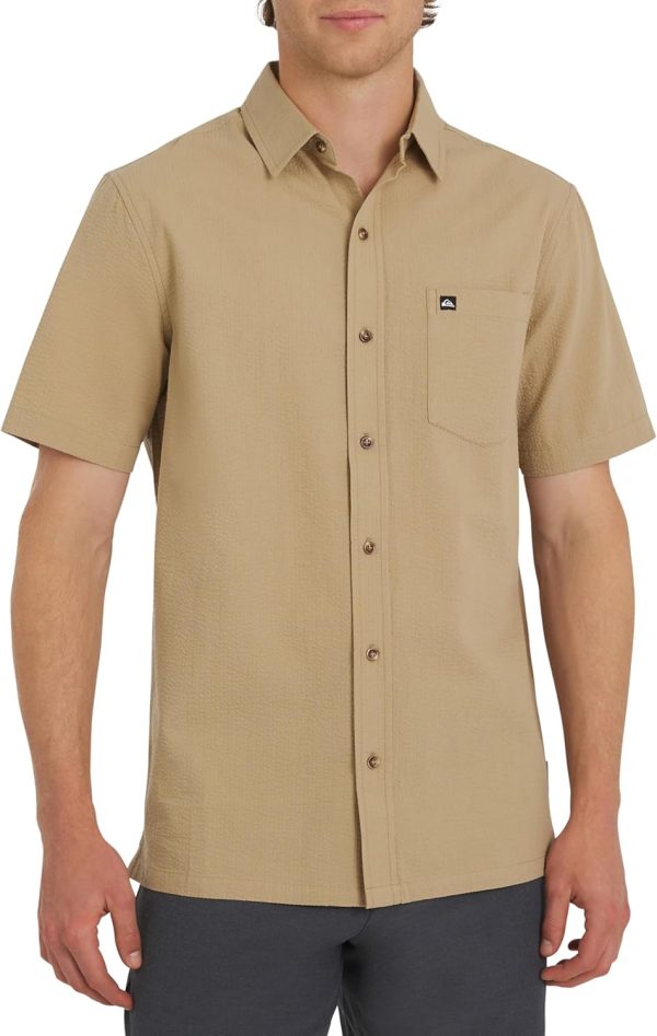 Quiksilver Men's Regular Fit Premium Cotton Short Sleeve Button Down Seersucker Shirt-0