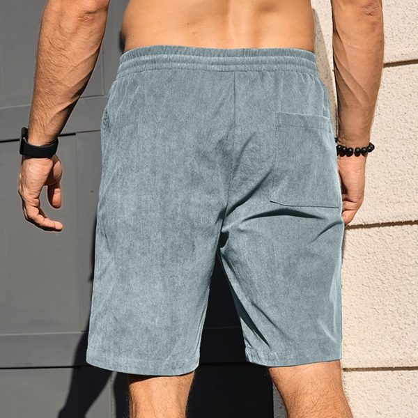 PLEPAN Mens Corduroy Shorts Casual Elastic Waist Drawstring Summer Beach Short mens corduroy shorts