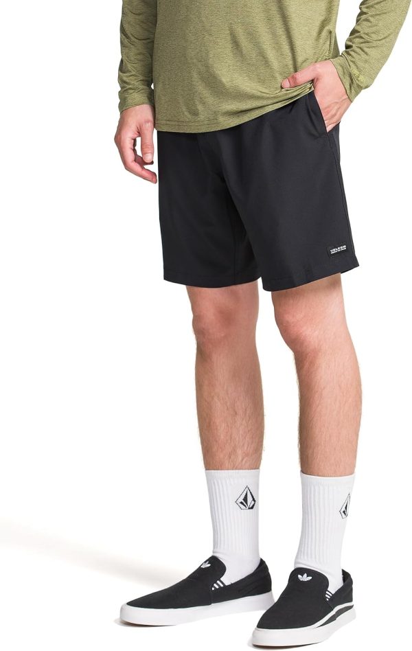 Volcom Mens Stones 18" Elastic Waist Hybrid Shorts – Quick-Dry Stretch Fabric Drawstring Mesh Pockets-1