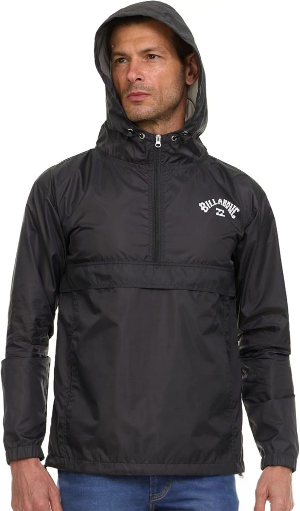Billabong Big and Tall Rain Jacket - Hoodie Anorak Windbreaker Jacket for Men, Waterproof Water Resistant Raincoat-1