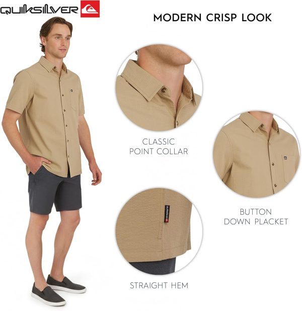 Quiksilver Men's Regular Fit Premium Cotton Short Sleeve Button Down Seersucker Shirt-2