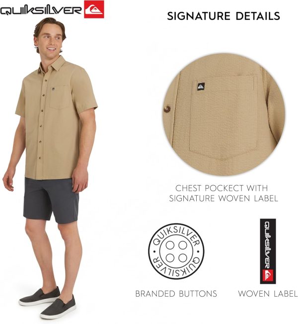 Quiksilver Men's Regular Fit Premium Cotton Short Sleeve Button Down Seersucker Shirt-3