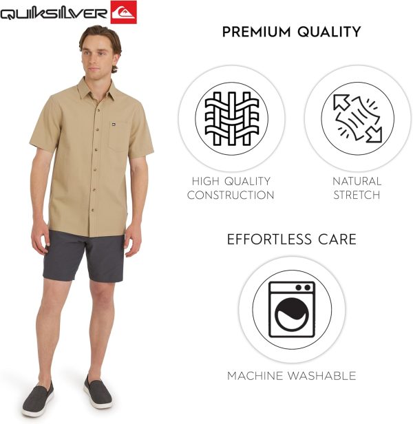 Quiksilver Men's Regular Fit Premium Cotton Short Sleeve Button Down Seersucker Shirt-4
