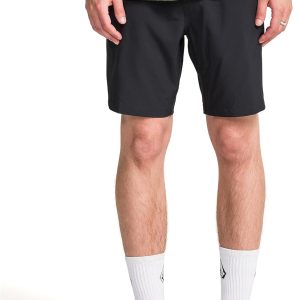 Volcom Mens Stones 18" Elastic Waist Hybrid Shorts – Quick-Dry Stretch Fabric Drawstring Mesh Pockets-0