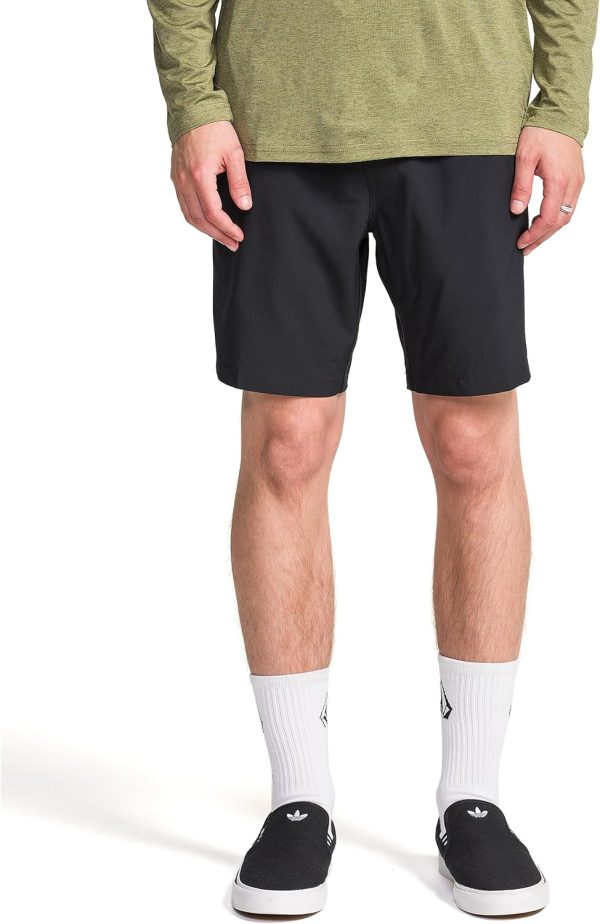 Volcom Mens Stones 18" Elastic Waist Hybrid Shorts – Quick-Dry Stretch Fabric Drawstring Mesh Pockets-0