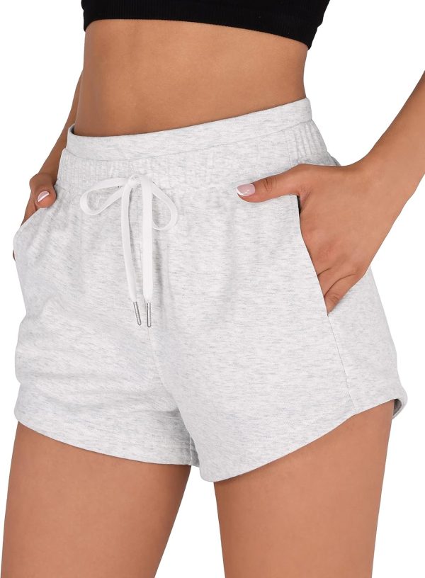ODODOS Women's Sweat Shorts with Pockets Cotton French Terry Drawstring Summer Workout Casual Lounge Shorts s sweat shorts