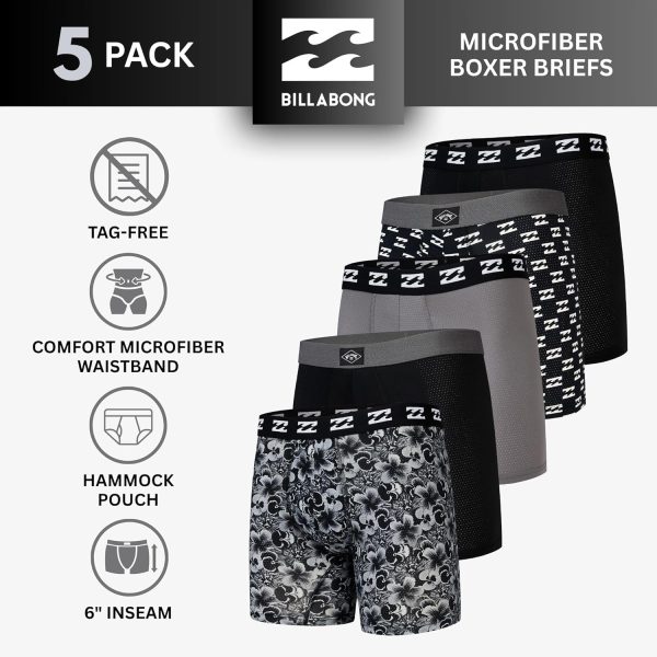 Billabong Mens Underwear 5 Pack Microfiber Performance Boxer Briefs for Men-1