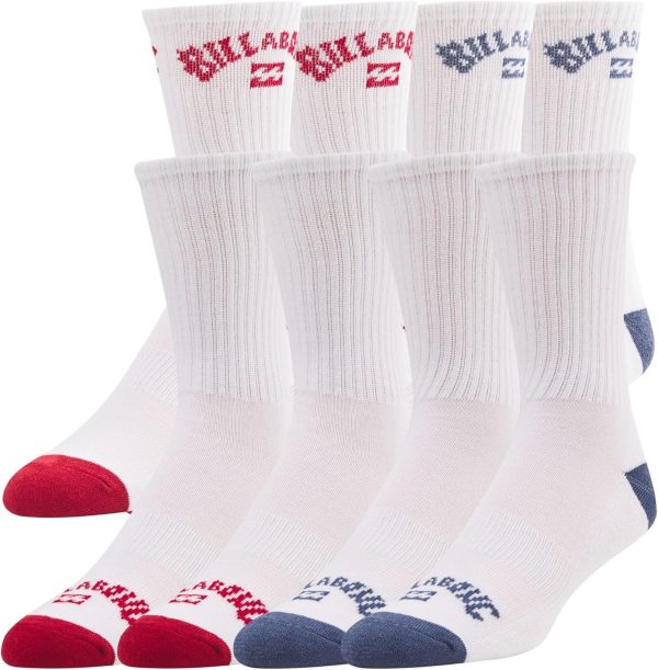 Billabong Mens Socks 8 Pairs Crew Socks for Men Premium Athletic Shoe Size 8-12-0