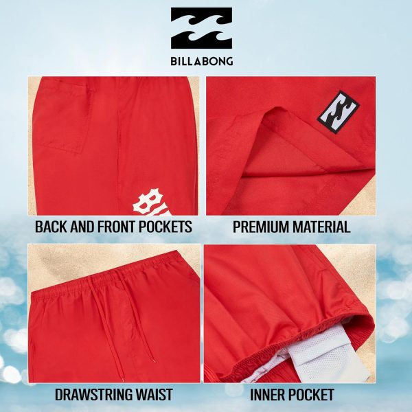 Billabong Big and Tall Swim Trunks for Men, Board Shorts Mens Pockets 10" Inseam tall swim trunks