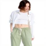 Roxy Juniors Oceanside Pants Women Oil Green Linen