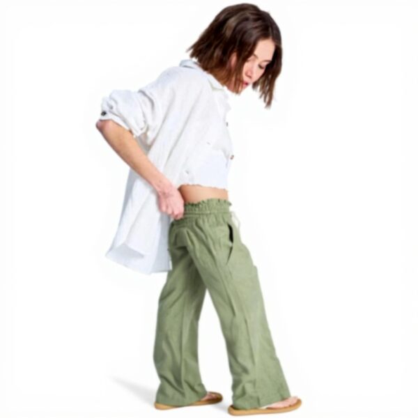 Roxy Juniors Oceanside Pants Women Oil Green Linen