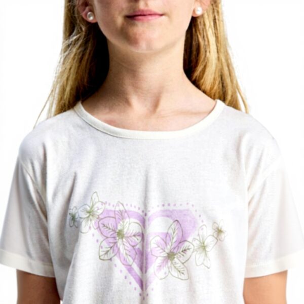 Roxy Girls White T-Shirt Screen Printed Night Lily