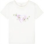 Roxy Girls White T-Shirt Screen Printed Short Sleeve