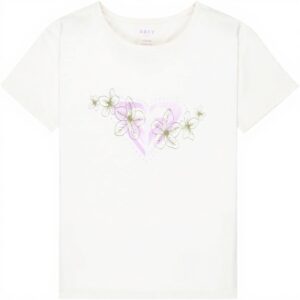 Roxy Girls White T-Shirt Screen Printed Short Sleeve
