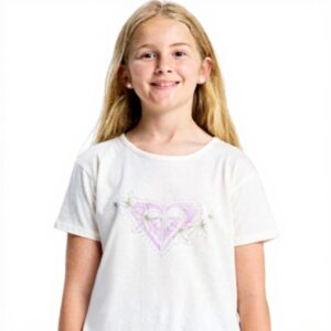 Roxy Girls White T-Shirt Screen Printed Night Lily