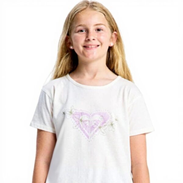 Roxy Girls White T-Shirt Screen Printed Night Lily
