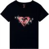 Roxy Girls Black T-Shirt Screen Printed Night Lily