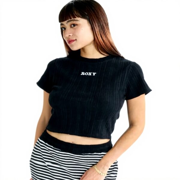 Roxy Midure TEE Womens Street Wear Black Rib Fabric