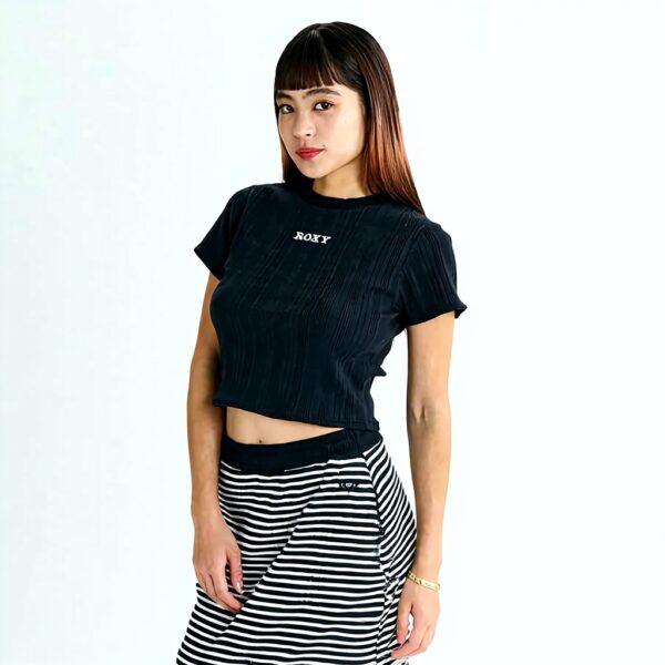 Roxy Midure TEE Womens Street Wear Black Rib Fabric