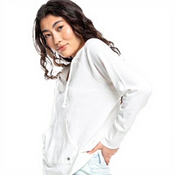 Roxy Womens Sweatshirt Cotton Blend V Neck Kangaroo Pocket