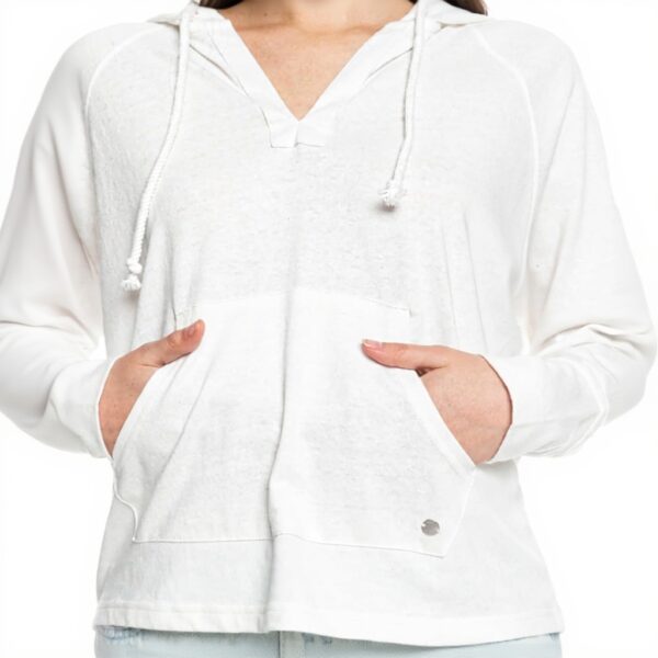 Roxy Womens Sweatshirt Cotton Blend V Neck Kangaroo Pocket