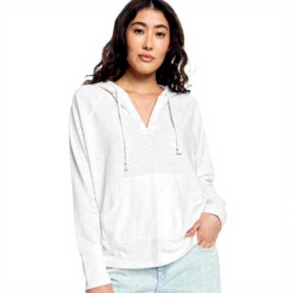 Roxy Womens Sweatshirt Cotton Blend V Neck Kangaroo Pocket