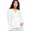 Roxy Womens Sweatshirt Cotton Blend V Neck Kangaroo Pocket