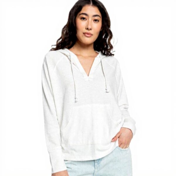 Roxy Womens Sweatshirt Cotton Blend V Neck Kangaroo Pocket