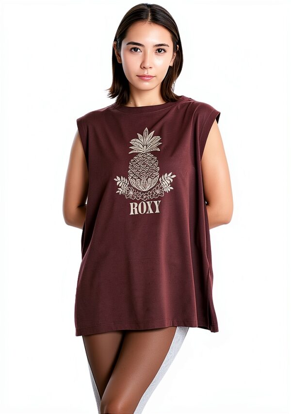 Roxy Womens Rash Guard UPF Swim Shirt Braun White