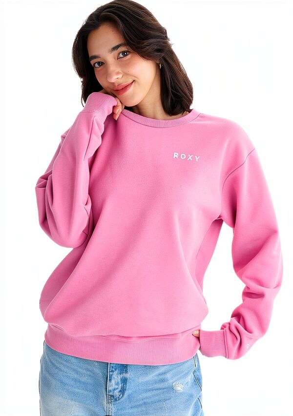 Roxy Womens Historical Logo Pullover Sweatshirt Pink Black