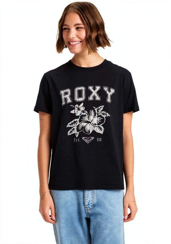 Roxy Womens Oceanregular Poster T-Shirt Charcoal Egret