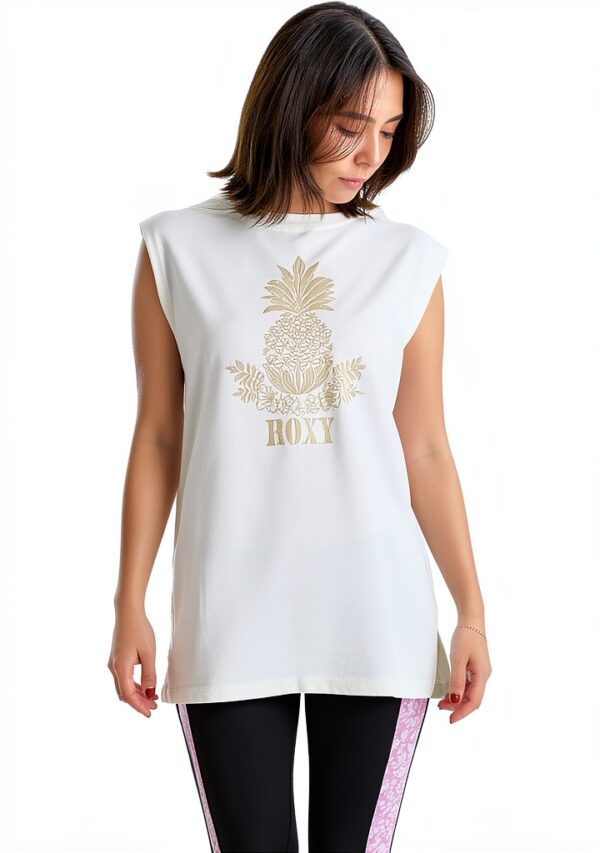 Roxy Farm Womens Rash Guard UPF Swim Shirt White